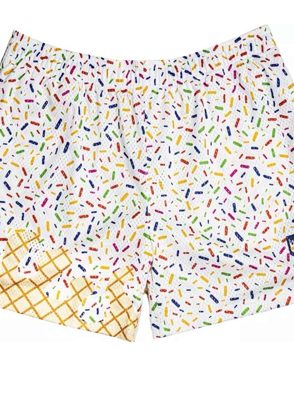 NWT Men’s Sprinkle-Print Athletic Shorts with Ice Cream Cone Graphic